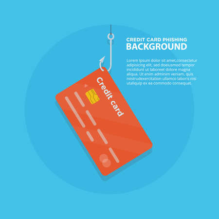 Phishing scam with credit card. Vector illustration in flat style.のイラスト素材