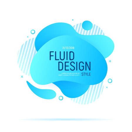Fluid Design. Modern blue liquid abstract geometric shapes. Futuristic trendy dynamic elements.の写真素材