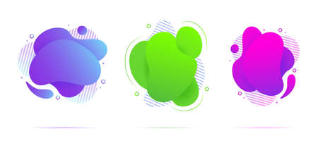 Set of trendy liquid abstract geometric gradient shapes. Fluid elements for business, science, medicine and ecology concept design. Vector illustration.のイラスト素材