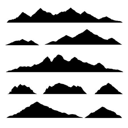 Mountain silhouette. Isolated set elements mountain landscape. Vector illustrationのイラスト素材