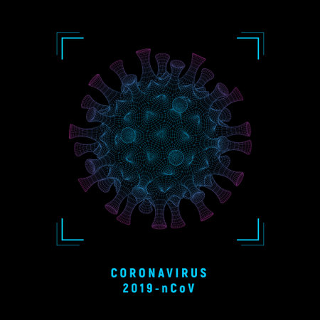 Virus cell isolated on black background. Coronavirus. Concept sci-fi design virus cell. Vector...