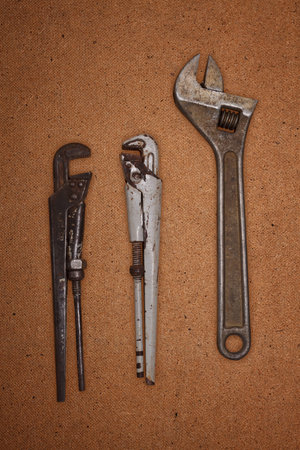 Image set wrench on hardboard