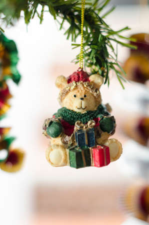 Christmas bear with presents as decoration for christmas tree. Christmas bear decorationの写真素材