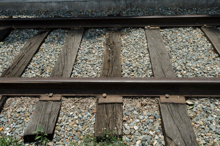 Close up railroad tracks for train for transport
