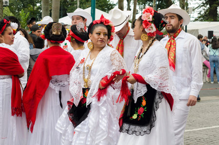 XALAPA, VERACRUZ, MEXICO- NOVEMBER 18, 2018: People dressed with traditional clothes from Veracruz...