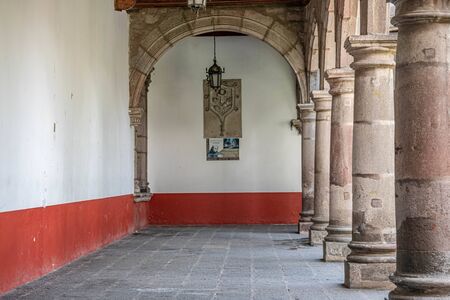 MEXICO CITY- JUNE 9, 2019: Interior of church and ex convent San Juan Bautista in CoyoacÃ¡n, Mexico Cityのeditorial素材