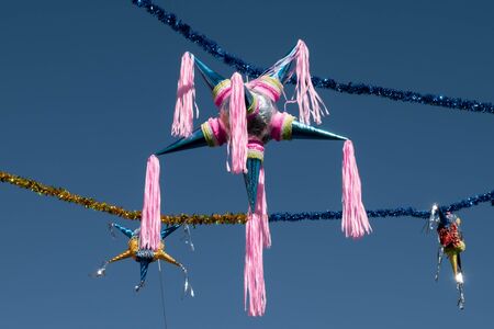 Colorful mexican pinata decoration at the street in Oaxaca de Juarez, Mexicoの写真素材