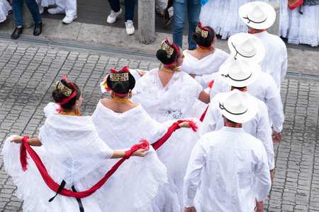 XALAPA, VERACRUZ, MEXICO- NOVEMBER 24, 2019: Young dancers dressed with traditional clothes during...