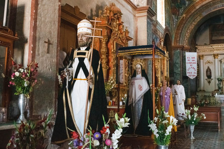 TEOTITLAN DEL VALLE, OAXACA, MEXICO- MAY 23, 2022: Saints at the interior of Preciosa Sangre de...