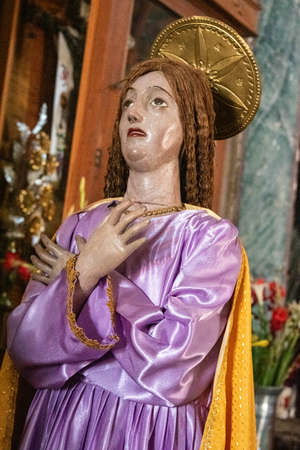 TEOTITLAN DEL VALLE, OAXACA, MEXICO- MAY 23, 2022: Saints at the interior of Preciosa Sangre de Cristo church in Teotitlan del Valle, Oaxaca, Mexicoのeditorial素材