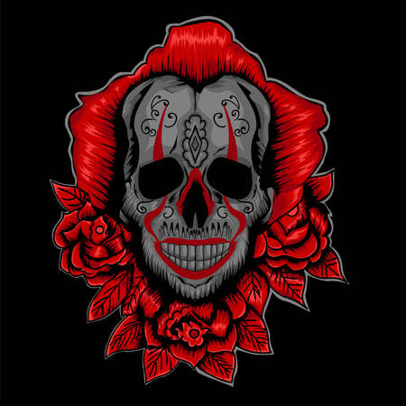 Illustration Vector Graphic of Pennywise Skull Mask. Perfect for apparel, merchandise, band, etcのイラスト素材