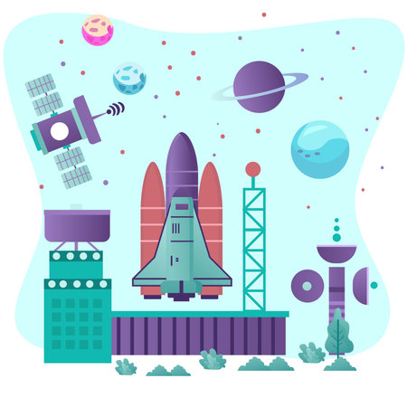 Illustration vector graphic of Space Research. suitable for company website and UI design