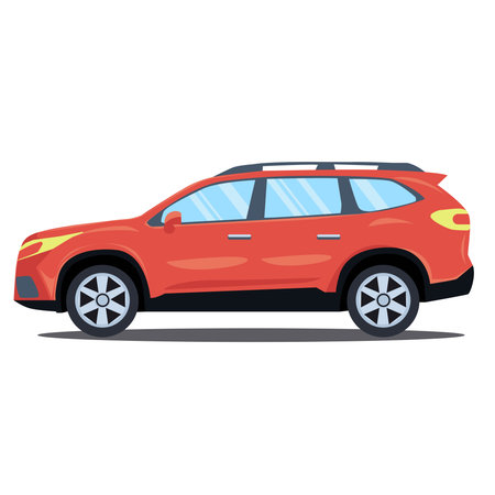 Red Car vector illustration front view. Flat design illustrationのイラスト素材