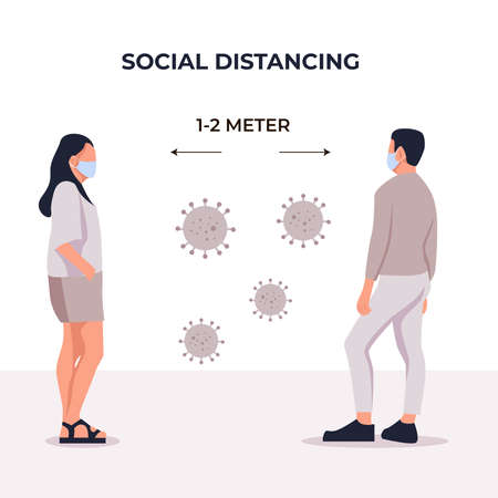 social distancing to prevent corona virus.のイラスト素材