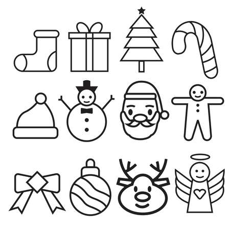 Christmas icons set. Vector illustrations.のイラスト素材