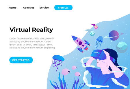 Modern flat design concept of Virtual Reality. Easy to edit and customize. Vector illustrationのイラスト素材