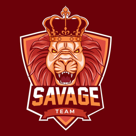 Angry lion king roaring esport and sport mascot logo designのイラスト素材