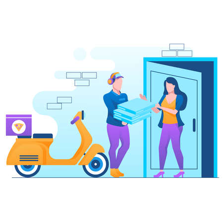 Customer Delivery Character. Order Transportation, Male Occupation. Customer Commercial Order Concept for web Banner Infographics Images. Flat Isometric Illustration Isolated on White Backgroundのイラスト素材