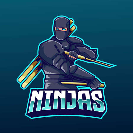 ninja mascot with the katana swordのイラスト素材