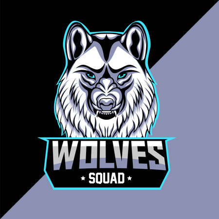 white wolves mascot esport logo designのイラスト素材