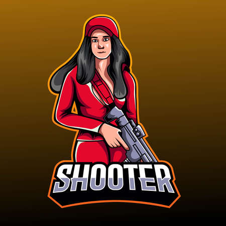 Woman shooter esport logo mascot designのイラスト素材