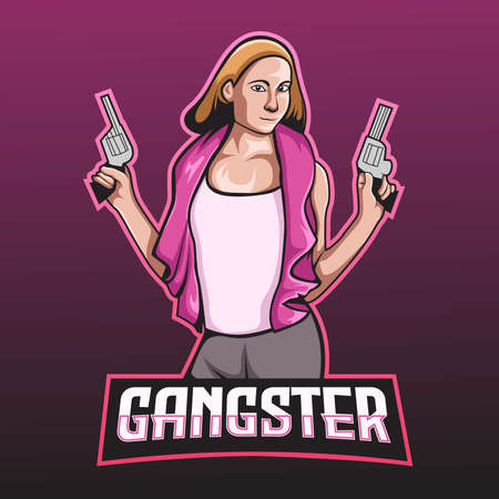 Girl gangster esport logo mascot designのイラスト素材