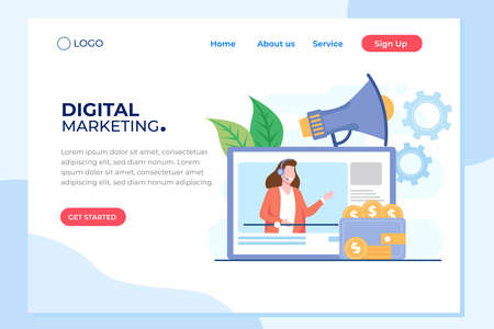 Agency and digital marketing concept. Social media for web. Can use for web banner, infographics, hero images. Flat illustration isolated on white background.のイラスト素材