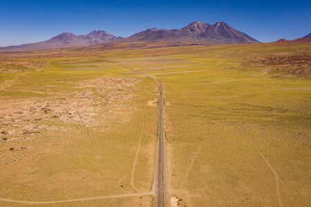 Aerial Road of Andes Range and Route 23 - Miscanti Lagoon and Red Rockの写真素材