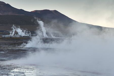 Tatio Geysers early morning at San Pedro de Atacama, Antofagasta - Chile. Desert. Andes.の写真素材