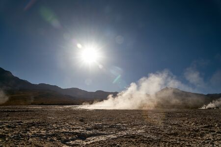 Tatio Geysers early morning at San Pedro de Atacama, Antofagastaの写真素材
