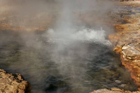Tatio Geysers early morning at San Pedro de Atacama, Antofagastaの写真素材