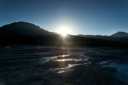 Tatio Geysers early morning at San Pedro de Atacama, Antofagastaの写真素材