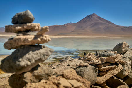 Panoramic view at White Lagoon - South of Bolivia.の写真素材