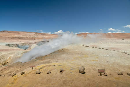 Morning Sun Geyser smoking - South of Boliviaの写真素材