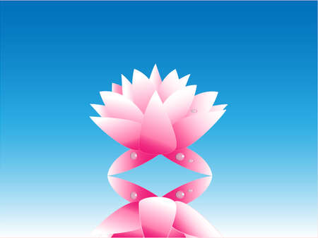 delicate pink lotus on the waterのイラスト素材
