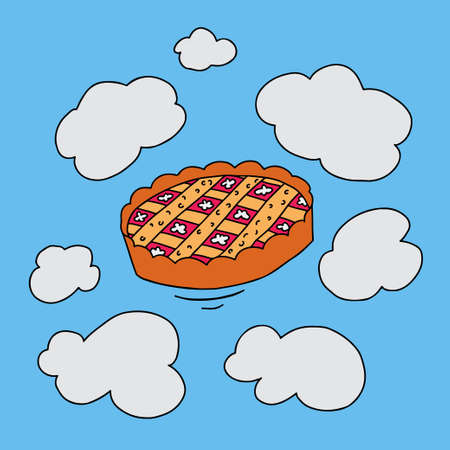 Pie in the sky. Metaphoric idiom. Doodle style.のイラスト素材