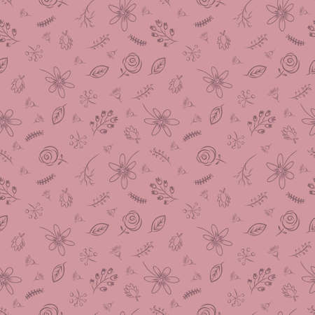 Ditsy floral seamless pattern. Pinkish red pastel flowers on Dusty rose background.のイラスト素材