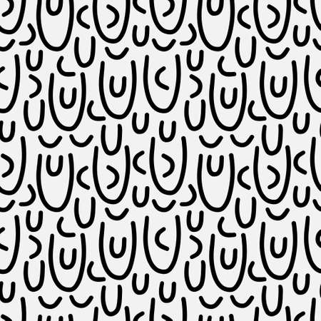 Abstract hand drawn seamless pattern, black and white texture.のイラスト素材