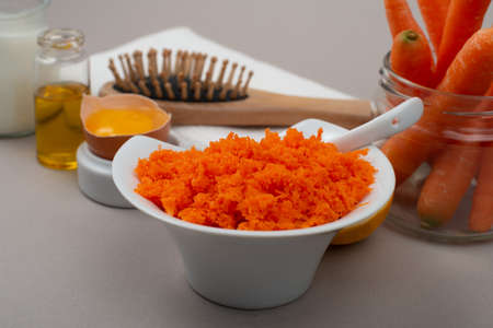 Organic natural home made hair mask with carrots.の写真素材