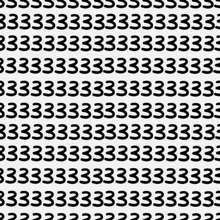 Abstract hand drawn seamless pattern with number 3 shape elements. Black and white texture.のイラスト素材