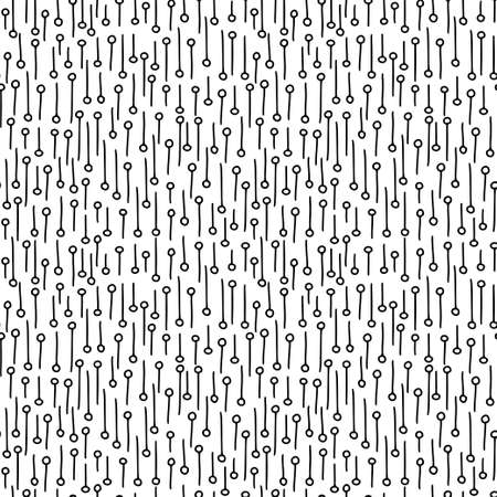 Black and white hand drawn seamless pattern with abstract shape elements.のイラスト素材