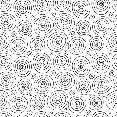 Black and white hand drawn seamless pattern with round ornament.のイラスト素材
