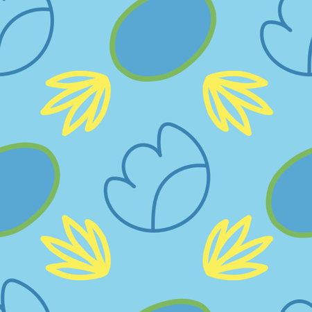 Blue and yellow abstract pattern for fabric, wrapping paper, packaging.