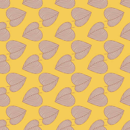 Hand drawn leaves seamless pattern on yellow background.のイラスト素材