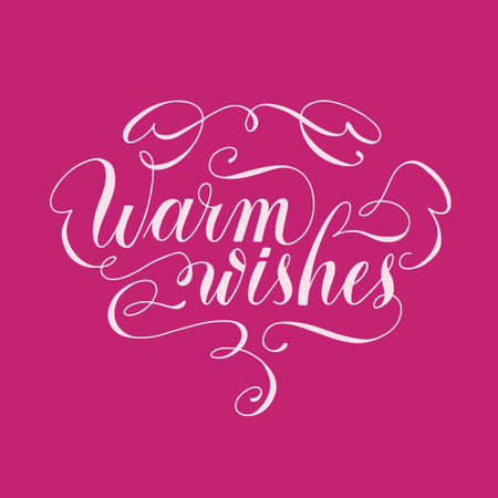 Best Wishes hand lettering. Handwritten calligraphy, vector illustration. White text on pink background.のイラスト素材