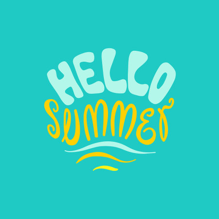 Hello Summer. Hand drawn summer time inscription.のイラスト素材