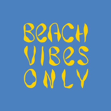 Beach vibes only. Hand drawn Beach slogan.のイラスト素材