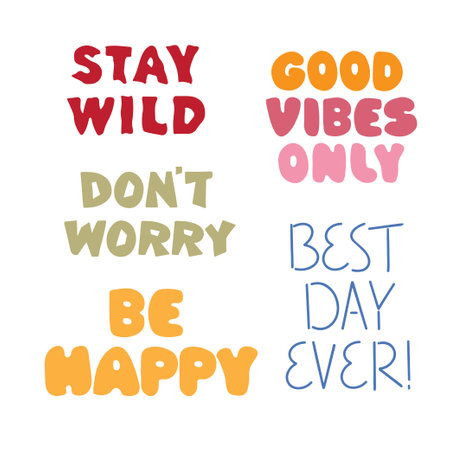 Set of hand drawn inspirational lettering phrases.のイラスト素材
