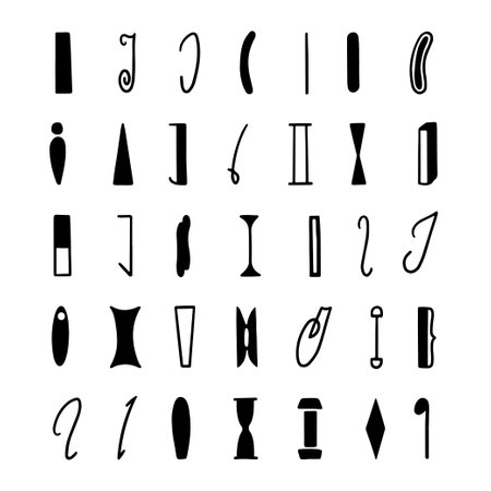 Set of letters I in different styles. Hand drawn lettering. Isolated on white background.のイラスト素材