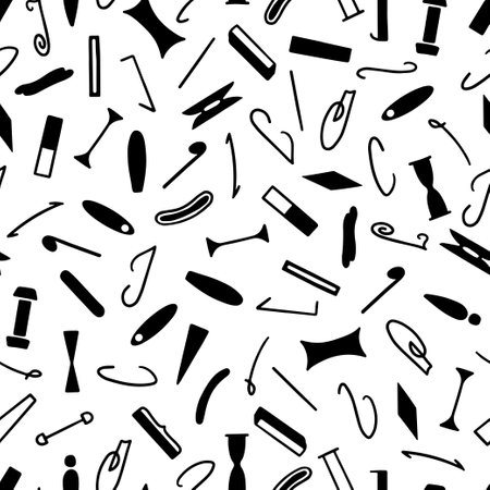 Black and white seamless pattern with the letter I in various styles, hand lettering.のイラスト素材